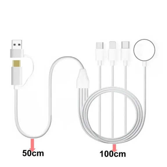 6 in 1 Watch & Phone Charger Cable for Iwatch 9 8 7 6 5 4 Ultra Airpods All in 1 Cable for IPhone 15 14 13 Pro Max Type-C & More