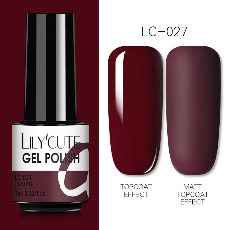 LILYCUTE 7ml UV Nail Gel Polish Autumn Winter Color Semi Permanent Matte Top Coat Needed Soak Off UV LED Nail Art Gel Varnish - Image 43