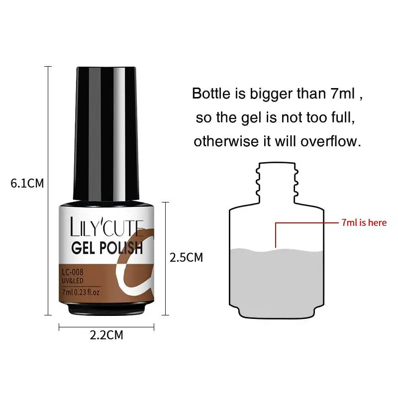 LILYCUTE 7ML Nail Gel Polish Glitter Semi-permanent UV LED Gel Sequins For Manicure Nail Art Design Base Top Coat Gel Varnishes - Image 6