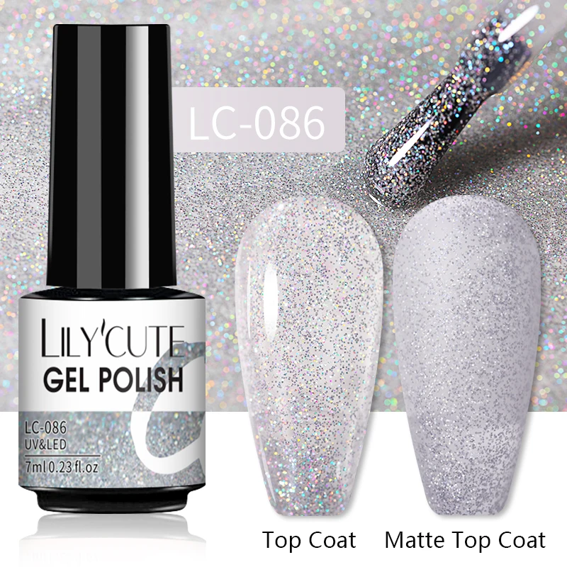 LILYCUTE 7ML Nail Gel Polish Glitter Semi-permanent UV LED Gel Sequins For Manicure Nail Art Design Base Top Coat Gel Varnishes - Image 48