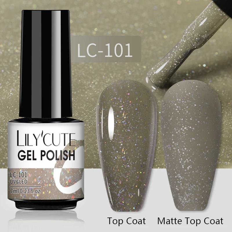 LILYCUTE 7ML Nail Gel Polish Glitter Semi-permanent UV LED Gel Sequins For Manicure Nail Art Design Base Top Coat Gel Varnishes - Image 34
