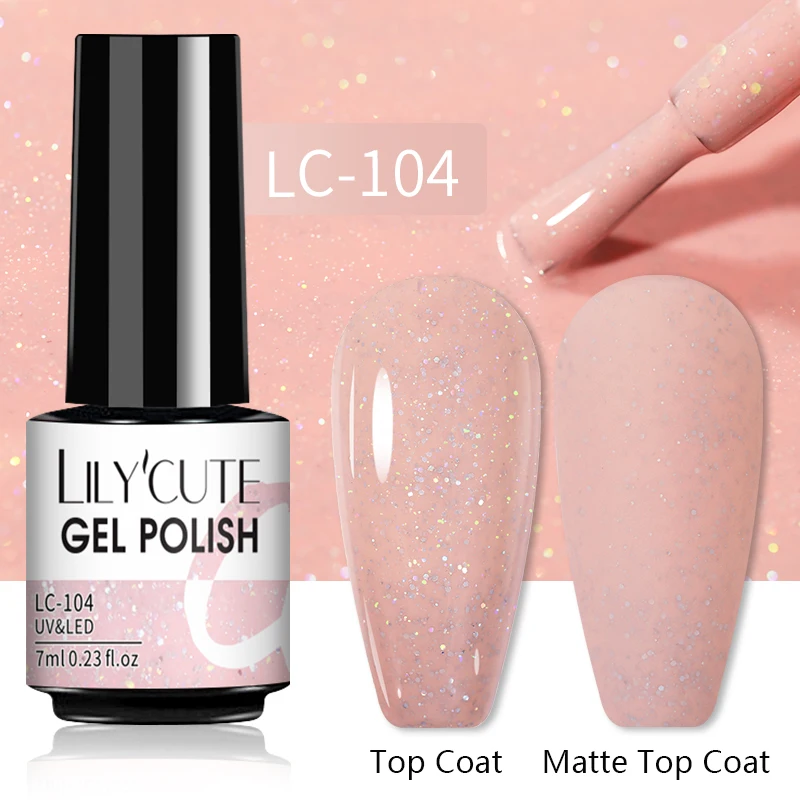 LILYCUTE 7ML Nail Gel Polish Glitter Semi-permanent UV LED Gel Sequins For Manicure Nail Art Design Base Top Coat Gel Varnishes - Image 21