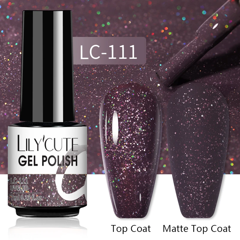 LILYCUTE 7ML Nail Gel Polish Glitter Semi-permanent UV LED Gel Sequins For Manicure Nail Art Design Base Top Coat Gel Varnishes - Image 14