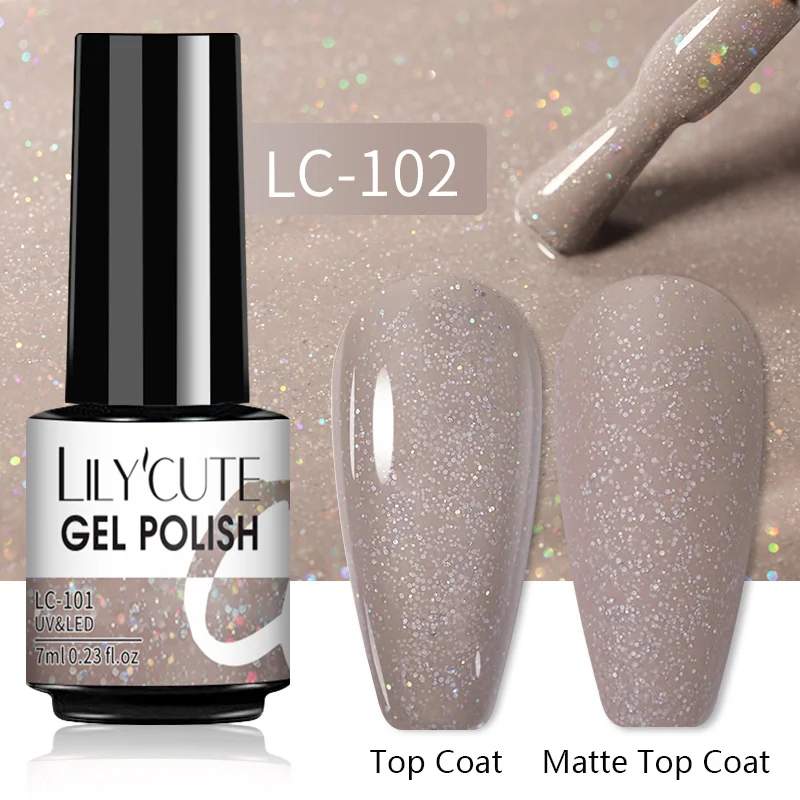 LILYCUTE 7ML Nail Gel Polish Glitter Semi-permanent UV LED Gel Sequins For Manicure Nail Art Design Base Top Coat Gel Varnishes - Image 32
