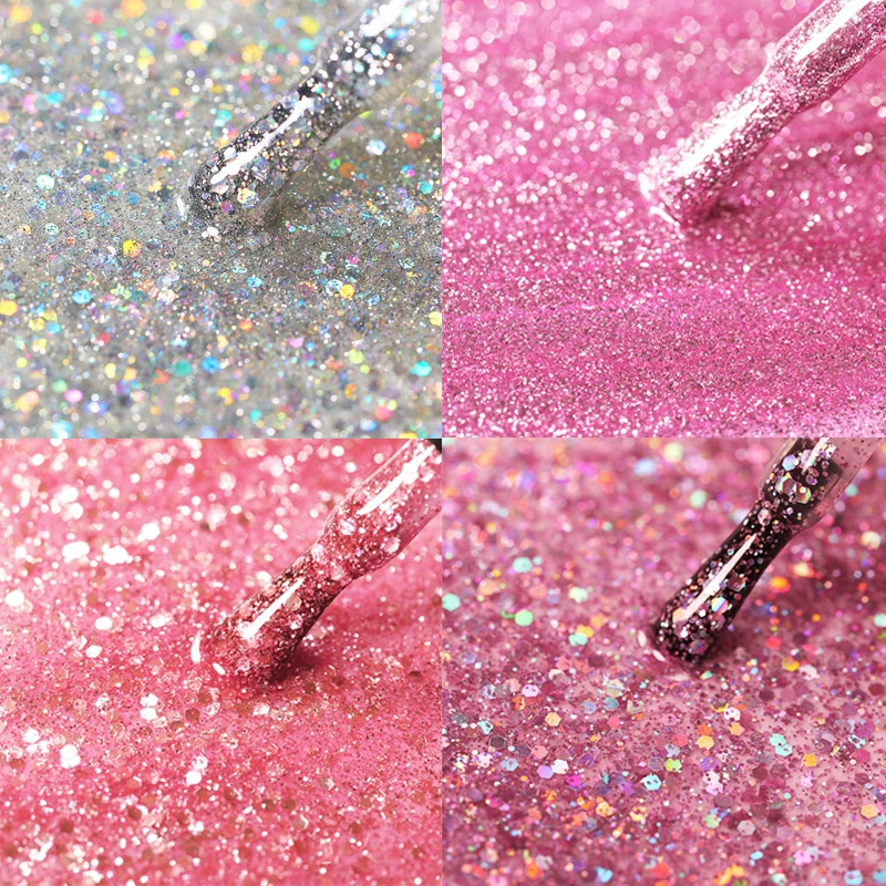 LILYCUTE 7ML Nail Gel Polish Glitter Semi-permanent UV LED Gel Sequins For Manicure Nail Art Design Base Top Coat Gel Varnishes - Image 4