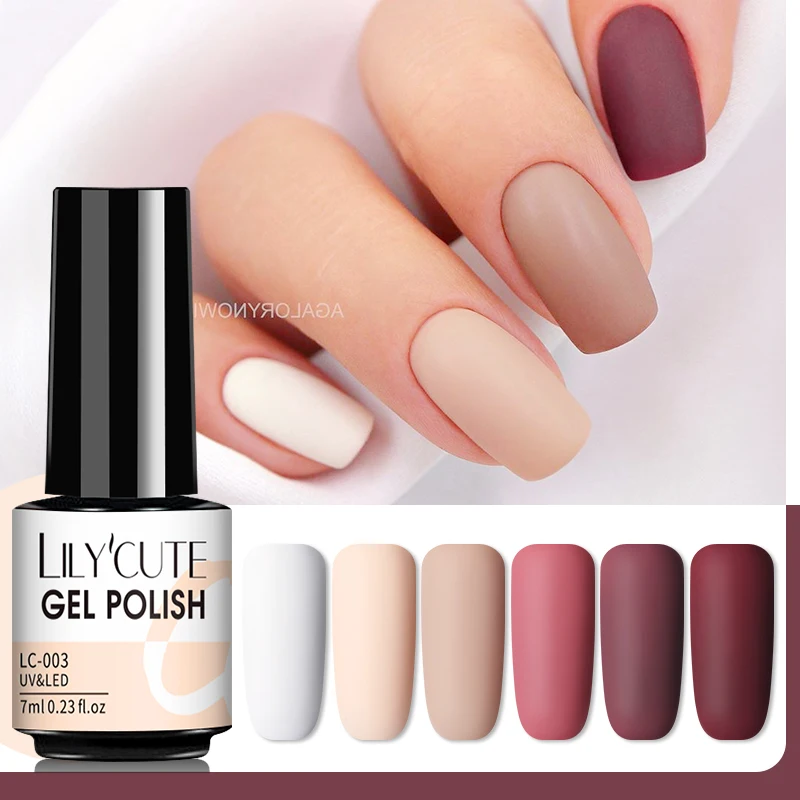 LILYCUTE 7ml UV Nail Gel Polish Autumn Winter Color Semi Permanent Matte Top Coat Needed Soak Off UV LED Nail Art Gel Varnish - Image 3