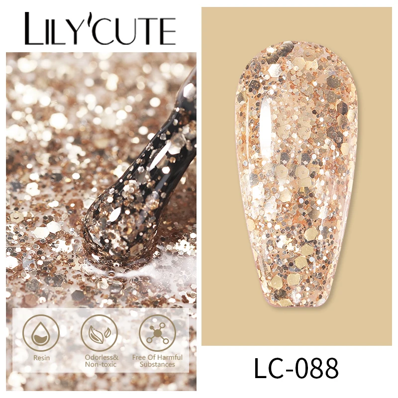 LILYCUTE 7ML Nail Gel Polish Glitter Semi-permanent UV LED Gel Sequins For Manicure Nail Art Design Base Top Coat Gel Varnishes - Image 3