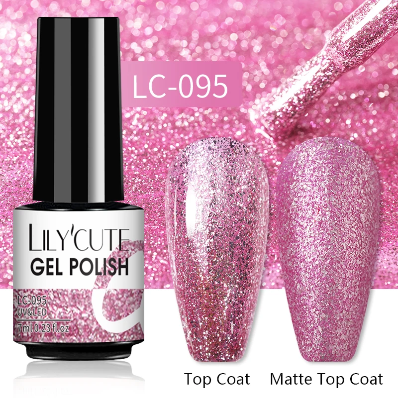 LILYCUTE 7ML Nail Gel Polish Glitter Semi-permanent UV LED Gel Sequins For Manicure Nail Art Design Base Top Coat Gel Varnishes - Image 40
