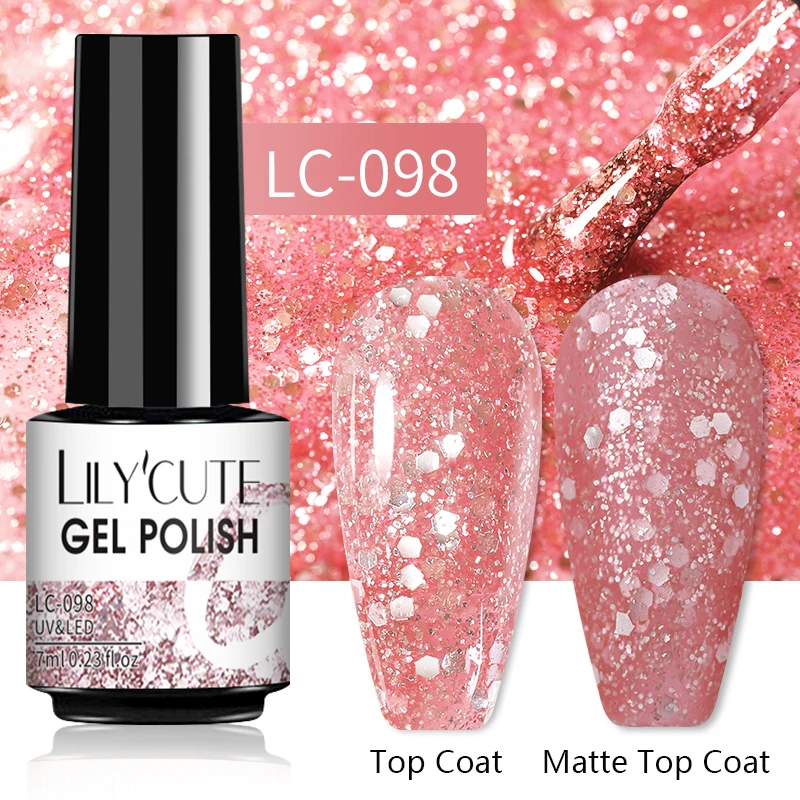 LILYCUTE 7ML Nail Gel Polish Glitter Semi-permanent UV LED Gel Sequins For Manicure Nail Art Design Base Top Coat Gel Varnishes - Image 39