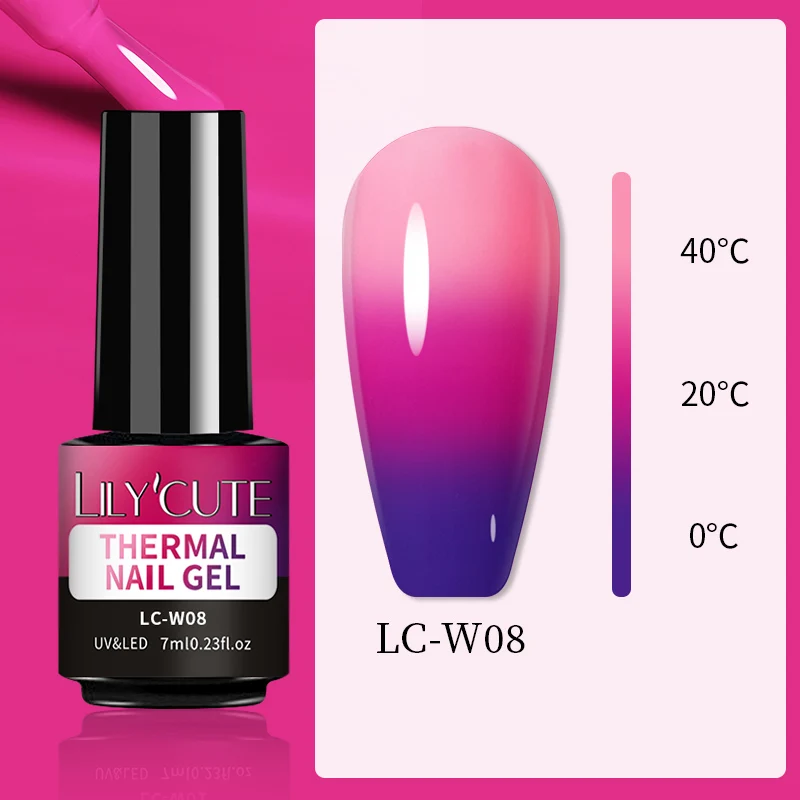 LILYCUTE Thermal Nail Gel Polish Pink Red Dark Purple Gradient Manicure 3 Layers Temperature Color Changing Nail Art Gel Varnish - Image 4