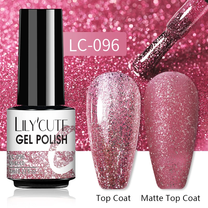 LILYCUTE 7ML Nail Gel Polish Glitter Semi-permanent UV LED Gel Sequins For Manicure Nail Art Design Base Top Coat Gel Varnishes - Image 37