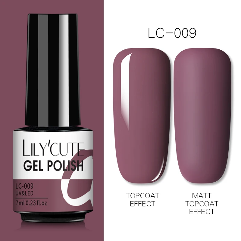 LILYCUTE 7ml UV Nail Gel Polish Autumn Winter Color Semi Permanent Matte Top Coat Needed Soak Off UV LED Nail Art Gel Varnish - Image 65
