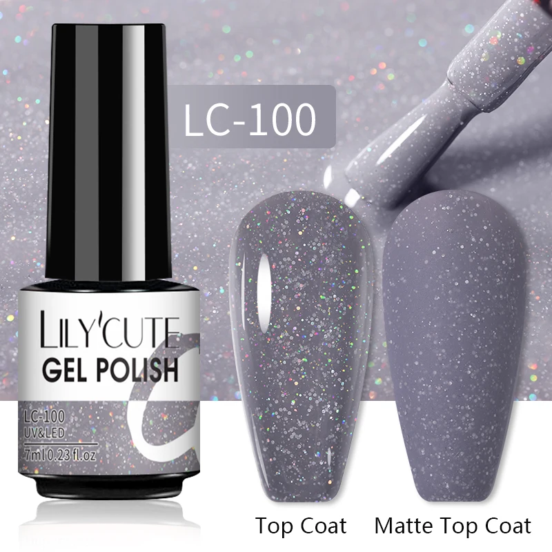 LILYCUTE 7ML Nail Gel Polish Glitter Semi-permanent UV LED Gel Sequins For Manicure Nail Art Design Base Top Coat Gel Varnishes - Image 28
