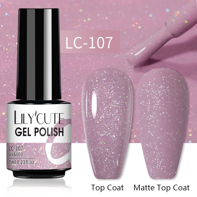 LILYCUTE 7ML Nail Gel Polish Glitter Semi-permanent UV LED Gel Sequins For Manicure Nail Art Design Base Top Coat Gel Varnishes - Image 18