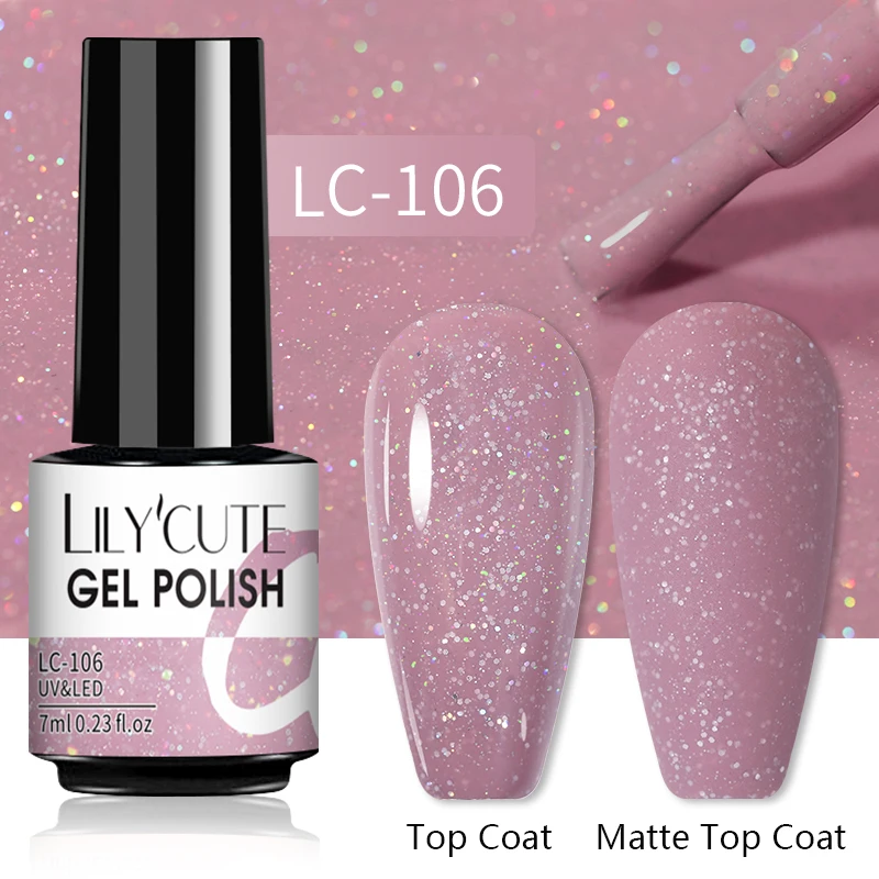 LILYCUTE 7ML Nail Gel Polish Glitter Semi-permanent UV LED Gel Sequins For Manicure Nail Art Design Base Top Coat Gel Varnishes - Image 24