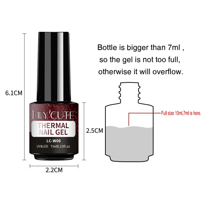 LILYCUTE Thermal Nail Gel Polish 3 Layers Gradient Nude Pink Glitter Temperature Color Changing Semi Permanent Nail Art Varnish - Image 6