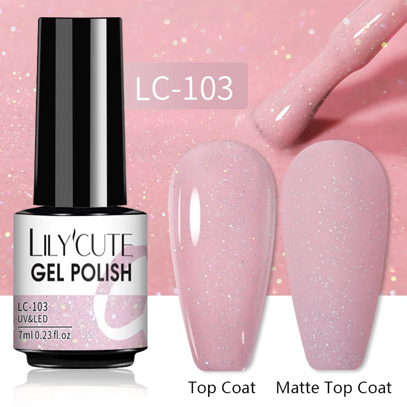 LILYCUTE 7ML Nail Gel Polish Glitter Semi-permanent UV LED Gel Sequins For Manicure Nail Art Design Base Top Coat Gel Varnishes - Image 22