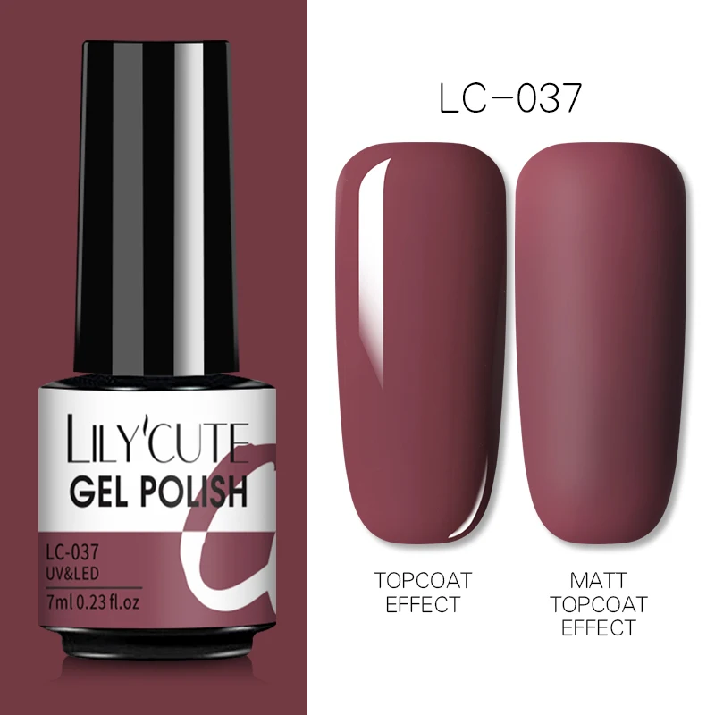 LILYCUTE 7ml UV Nail Gel Polish Autumn Winter Color Semi Permanent Matte Top Coat Needed Soak Off UV LED Nail Art Gel Varnish - Image 30