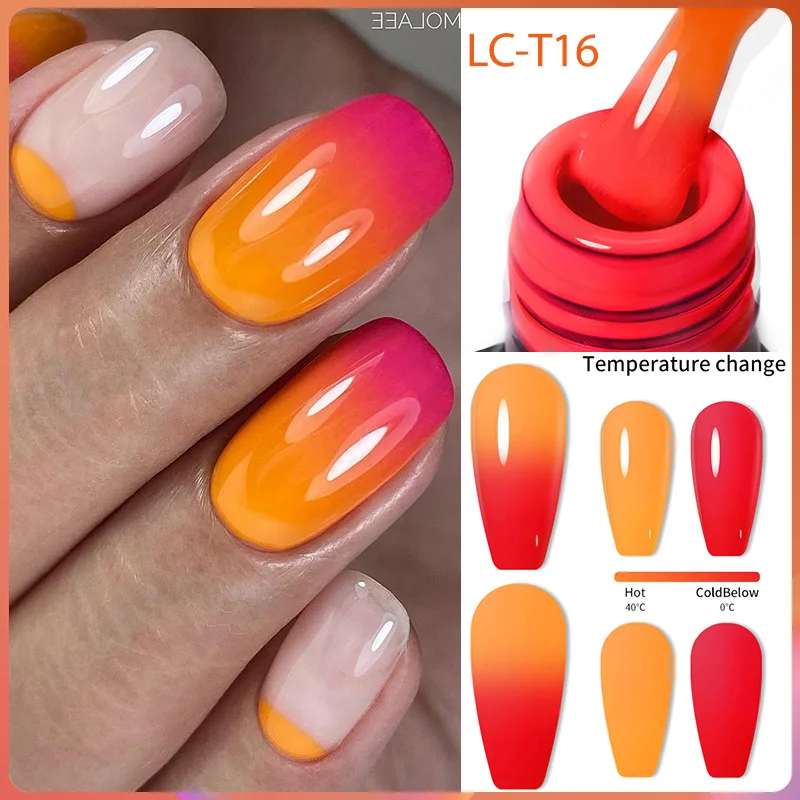 LILYCUTE Thermal Nail Gel Polish Pink Red Dark Purple Gradient Manicure 3 Layers Temperature Color Changing Nail Art Gel Varnish - Image 92