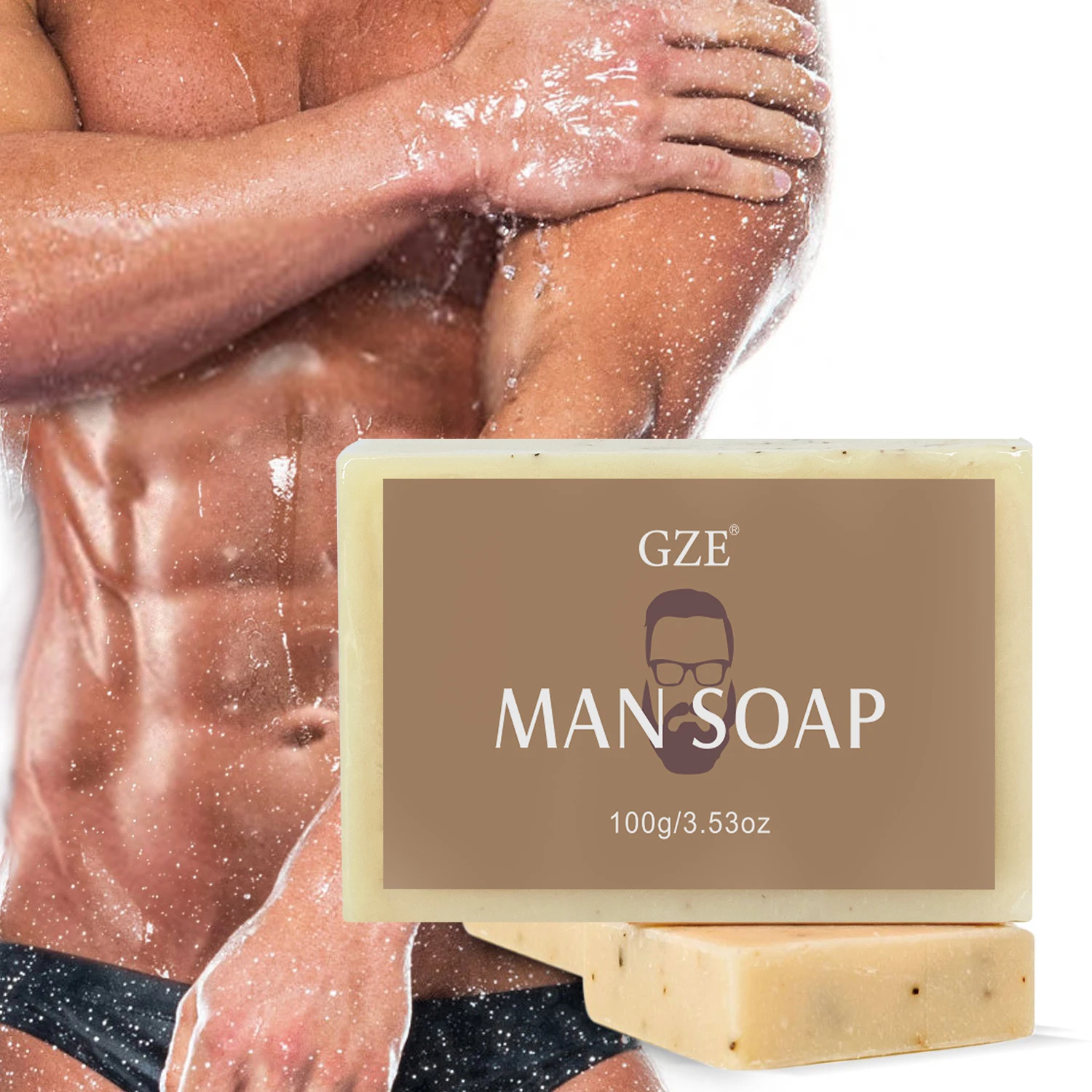 GZE Men's Exfoliating Scrub Bar 3-in-1 Body Face & Shaving Cleanser Hydrating Moisturizing Grooming Soap Men+Care - Image 6