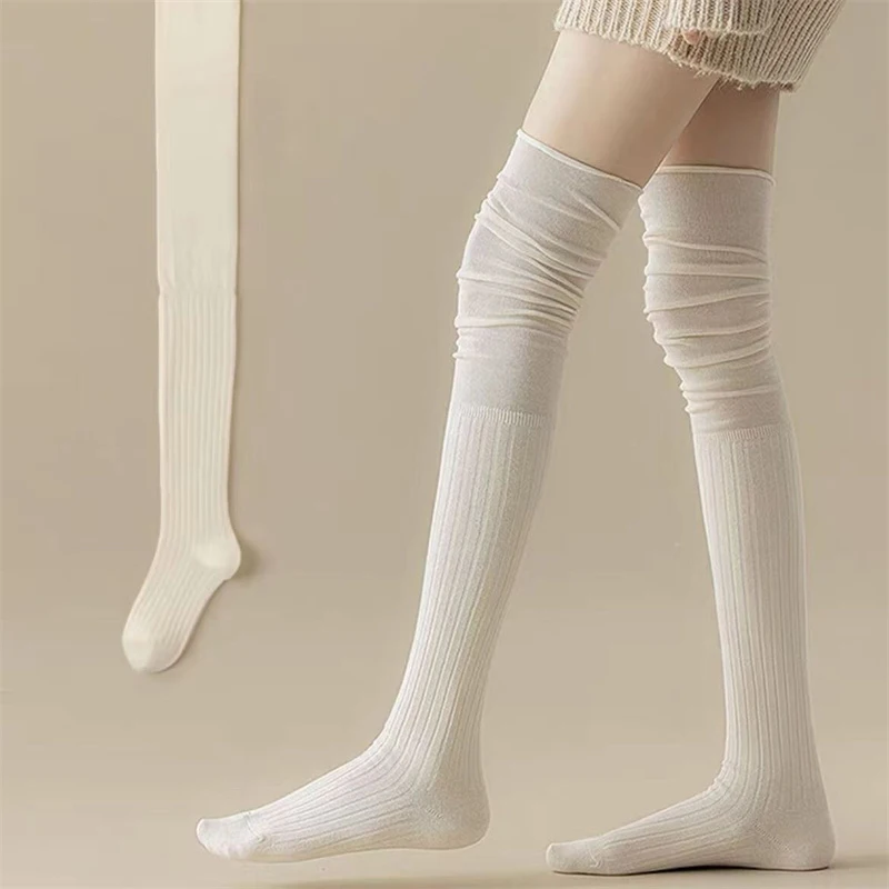 1/3/5Pairs Knee High Socks Thin Long Stacked Socks Women's High Solid Colour Patchwork Socks High Elasticity Stockings - Image 9