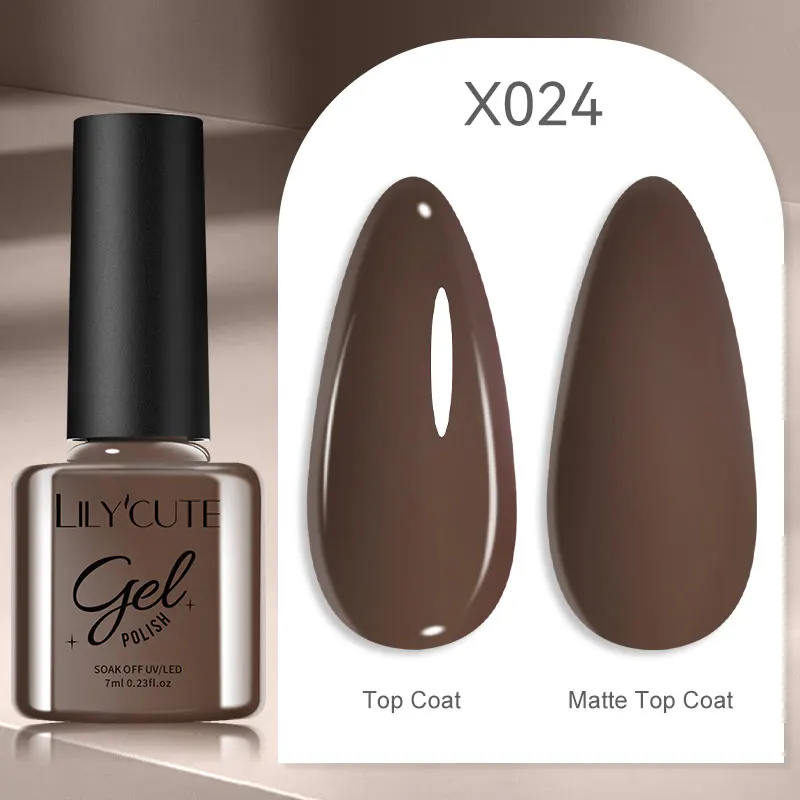 LILYCUTE 7ml UV Nail Gel Polish Autumn Winter Color Semi Permanent Matte Top Coat Needed Soak Off UV LED Nail Art Gel Varnish - Image 79