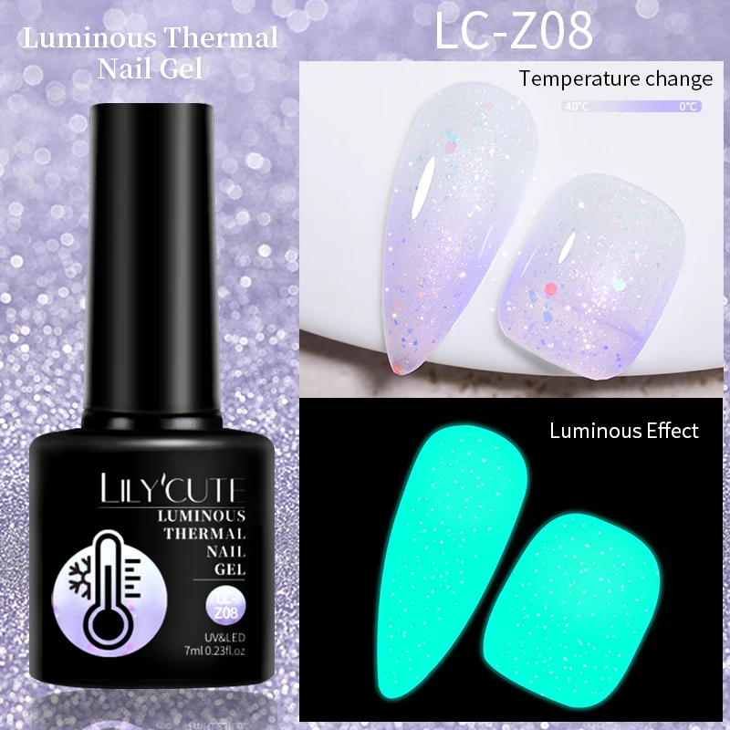 LILYCUTE Thermal Nail Gel Polish 3 Layers Gradient Nude Pink Glitter Temperature Color Changing Semi Permanent Nail Art Varnish - Image 44