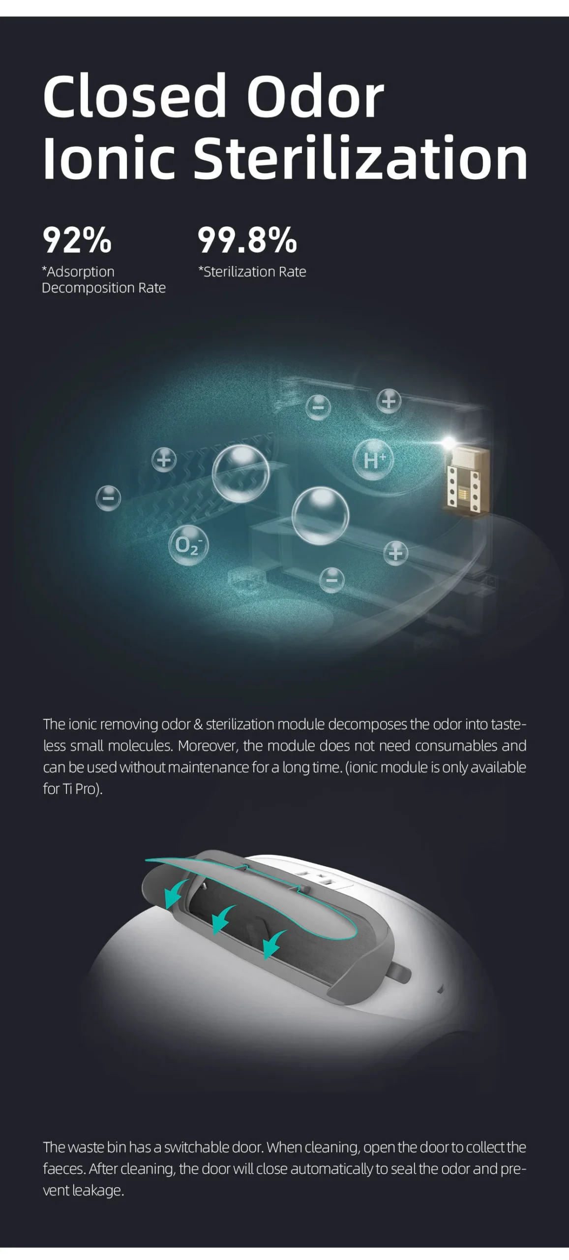 Tonepie 65L Automatic Smart Cat Litter Box Self Cleaning Fully Enclosed Cat Litter Box Pet Toilet Litter Tray English versions - Image 11