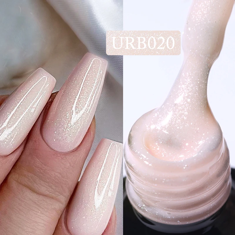 UR SUGAR 7ml Nude Pink Glitter Rubber Base Gel Polish Sparking Sequins Semi Permanent Soak Off Nail Art Varnish All For Manicure - Image 25