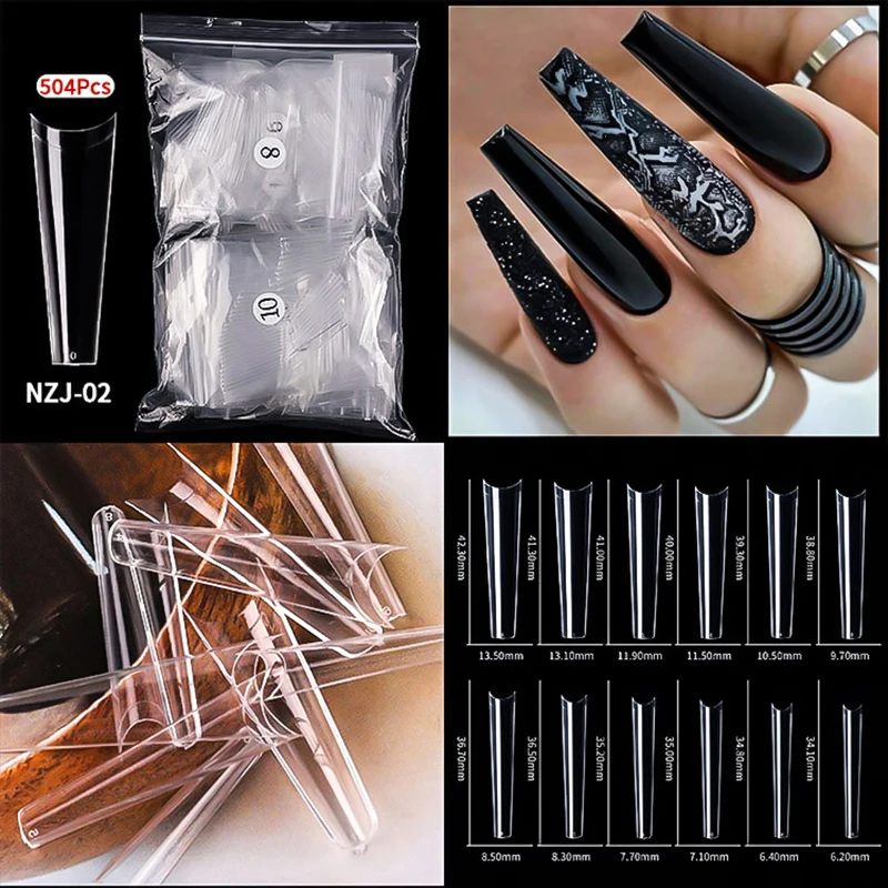 500pcs XXL Coffin Nail Tips Square C-curve False French Natural Transparent Fake Nails Acrylic UV Gel Polish Manicure Salon Tool - Image 11