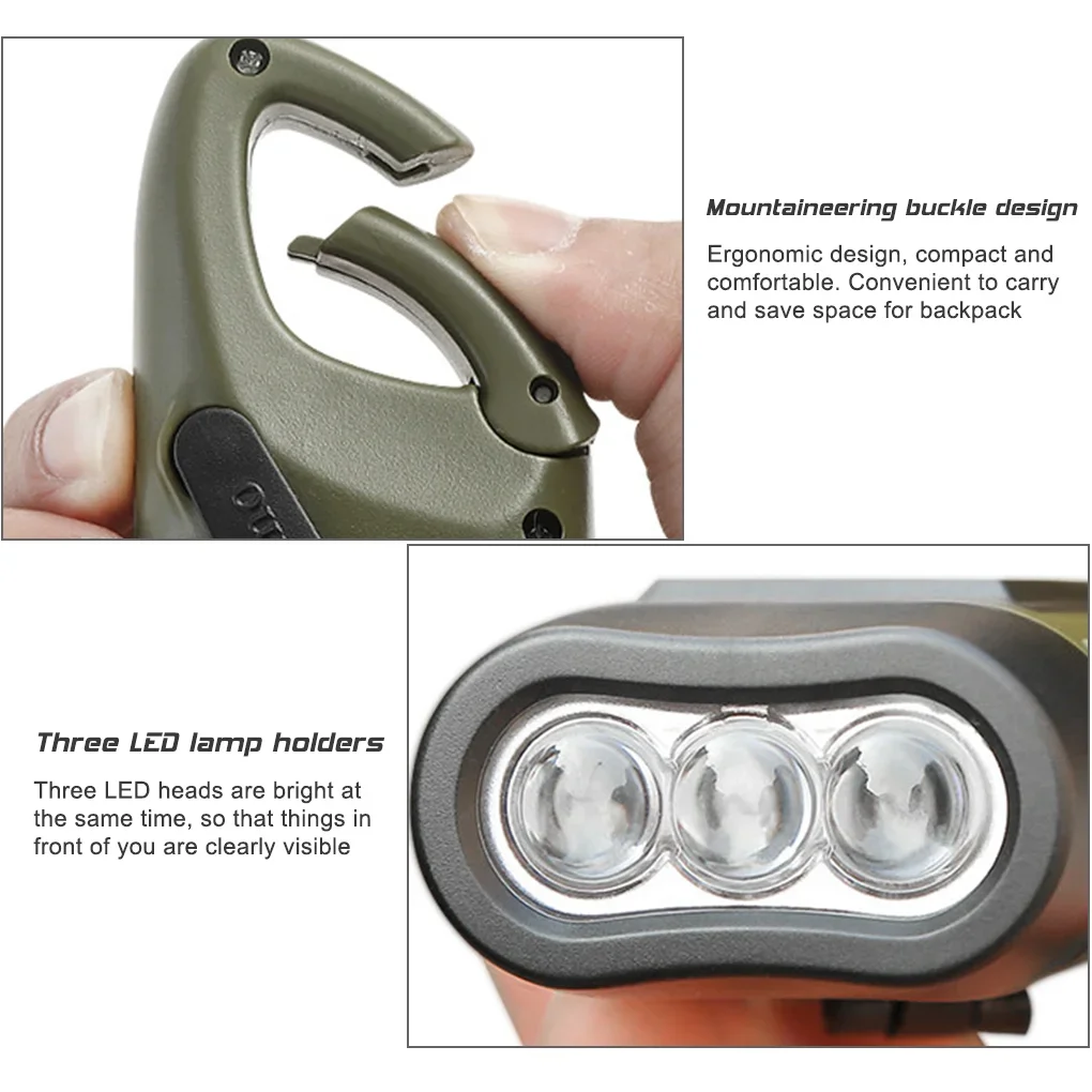 LED Flashlight Hand Crank Solar Powered Rechargeable Survival Gear Self Powered Charging Torch Dynamo for Fishing Boating Hiking - Image 6
