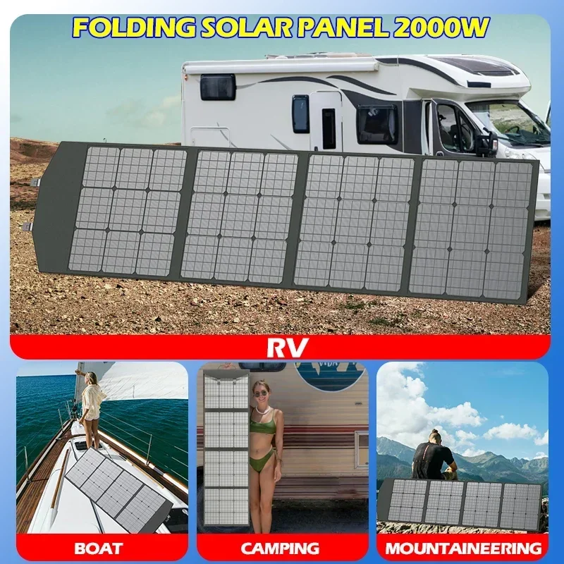 Flexible Foldable Solar Panel High Efficience Travel & Phone & Boat Portable 12V 2000w 1500w 1000w 500w Solar Panel Kit - Image 6