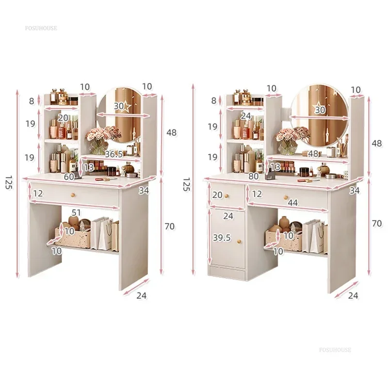 Nordic Artificial Board Dressers for Bedroom Storage with Cabinet Mirror Dressing Table Light Luxury Nordic Dresser for Hotel - Image 5