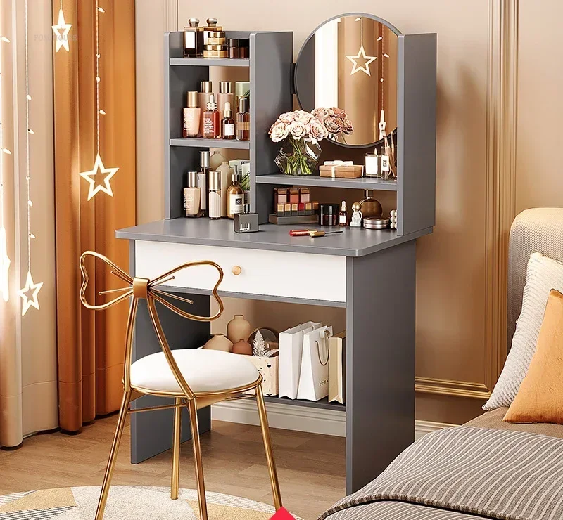 Nordic Artificial Board Dressers for Bedroom Storage with Cabinet Mirror Dressing Table Light Luxury Nordic Dresser for Hotel - Image 7