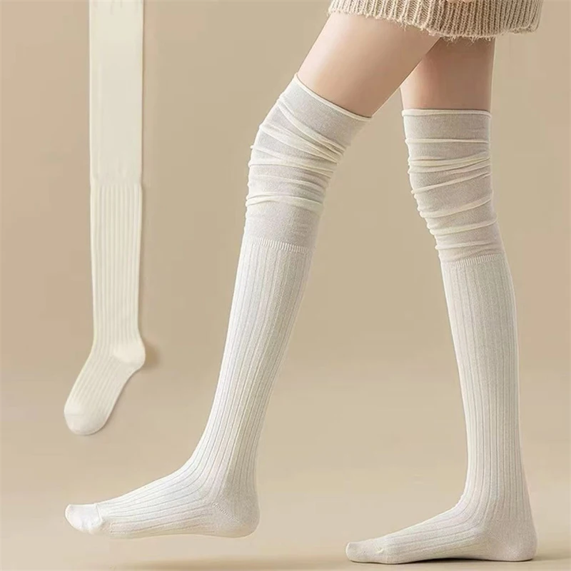 1/3/5Pairs Knee High Socks Thin Long Stacked Socks Women's High Solid Colour Patchwork Socks High Elasticity Stockings - Image 8