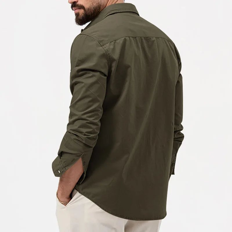 Men Shirt Mens Business Casual Shirts 2020 New Arrival Men Famous Brand Clothing Army Green Long Sleeve Camisa Masculina - Image 5