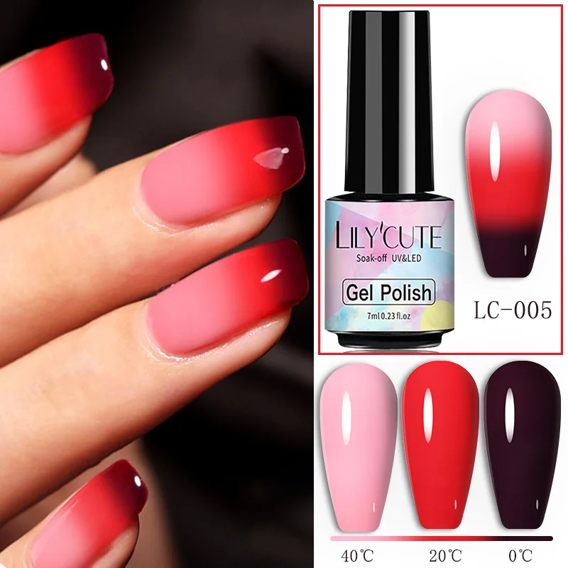 LILYCUTE Thermal Nail Gel Polish 3 Layers Gradient Nude Pink Glitter Temperature Color Changing Semi Permanent Nail Art Varnish - Image 11