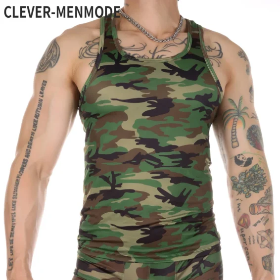 Men Muscle Vest Sleeveless Shirt Tank Top Undershirt Man Bodybuilding Gym Fitness Clothing Camouflage Singlet