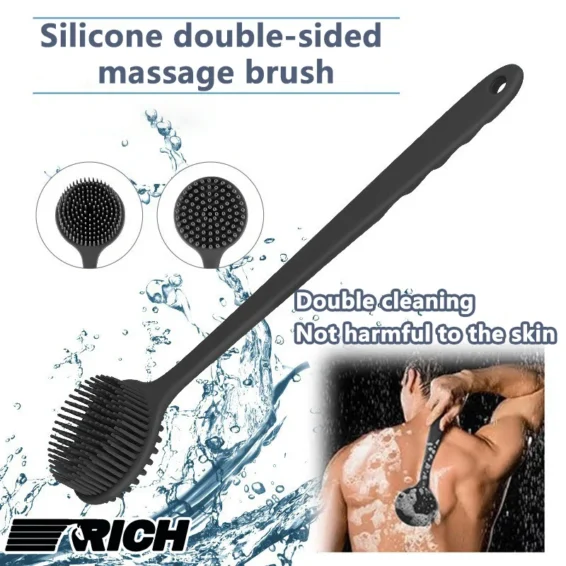 1pc Bath Soft Back Scrubber Brush Bath Shower Sponge Scrubbing Brush with Handle Exfoliating Scrub Skin Massager Bath Supplies