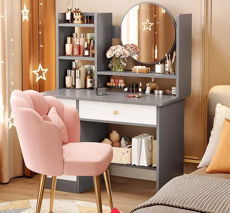 Nordic Artificial Board Dressers for Bedroom Storage with Cabinet Mirror Dressing Table Light Luxury Nordic Dresser for Hotel - Image 15