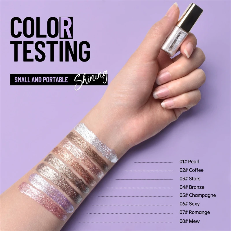 8 Colors Pearlescent Liquid Eyeshadow Fine Shimmer Highlight Glitter Eye Shadow High Shine Long-Lasting & Smudge-Proof Makeup - Image 5