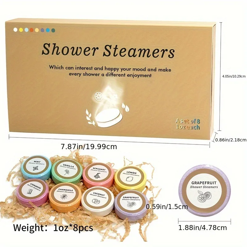 8pcs Shower Steamer Basket Shower Bomb Gift Box Moisturizing Body Care Spa Essential Oil Bath Salts Hotel Home Bubble Bath - Image 6