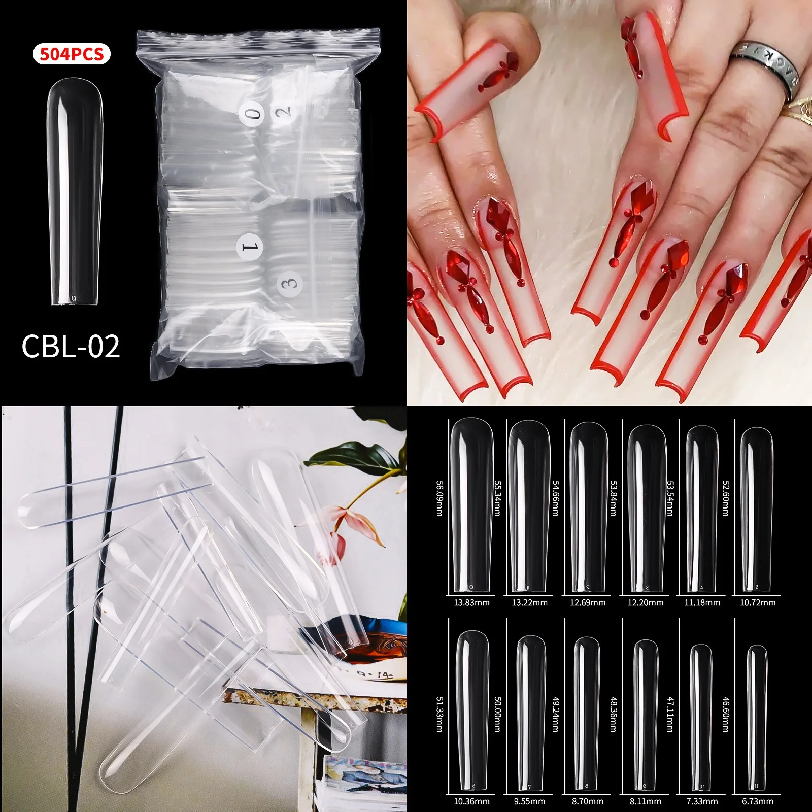 500pcs XXL Coffin Nail Tips Square C-curve False French Natural Transparent Fake Nails Acrylic UV Gel Polish Manicure Salon Tool - Image 13