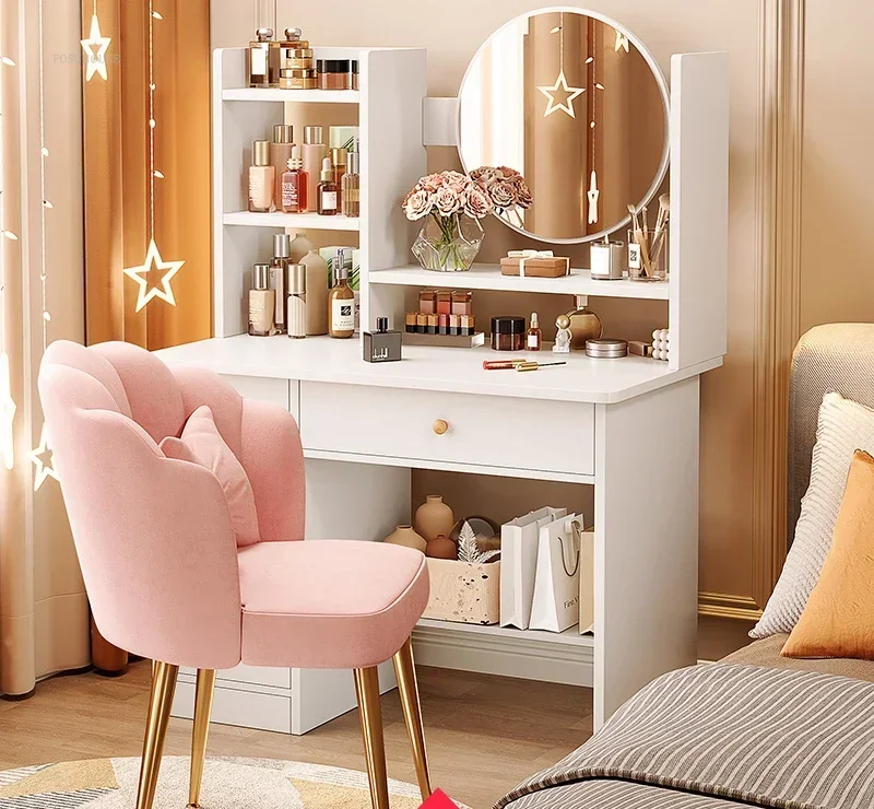 Nordic Artificial Board Dressers for Bedroom Storage with Cabinet Mirror Dressing Table Light Luxury Nordic Dresser for Hotel - Image 12