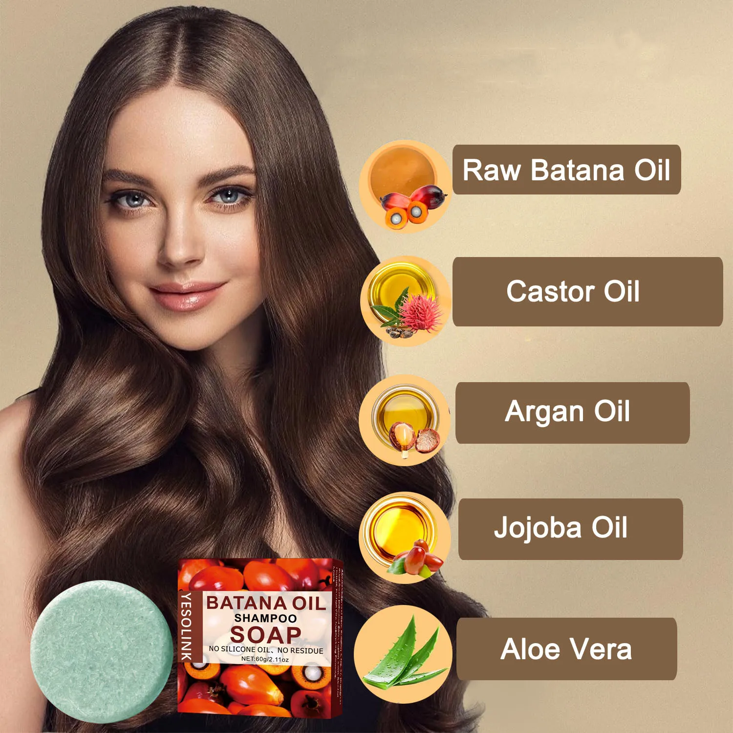 Batana Oil Organic Shampoo And Hair Shampoo Soap Bar For Hair Growth Cleansing Anti-Breakage Repair Damaged Hair Care Women - Image 4