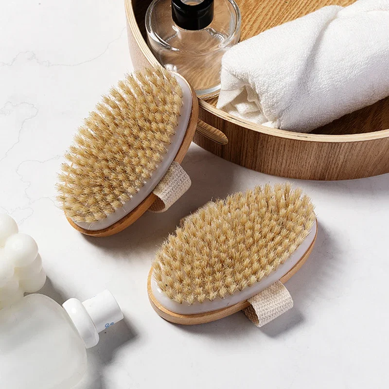 Natural  Bristle Brush Soft Wet Dry Skin Body SPA Brush Bath Massager - Image 2