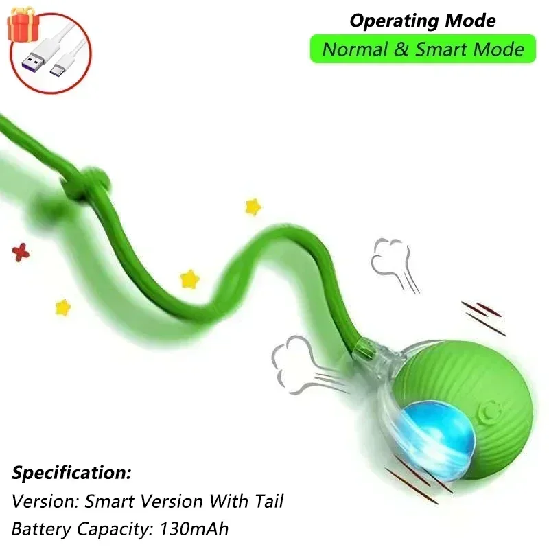 Cat Interactive Ball Toy, Automatic Rolling Ball with Tail, Rechargeable Smart Pet Interactive Toy, Intelligent Mouse for Cat - Image 7