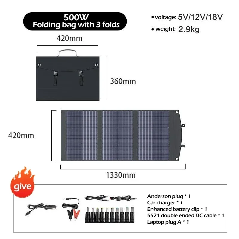Flexible Foldable Solar Panel High Efficience Travel & Phone & Boat Portable 12V 2000w 1500w 1000w 500w Solar Panel Kit - Image 9