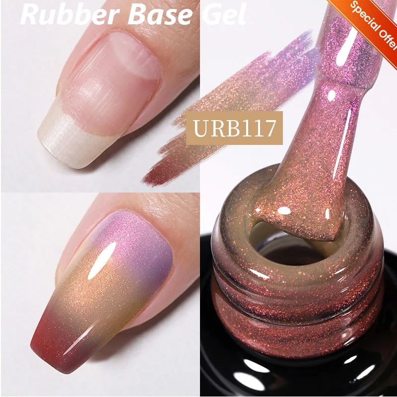 UR SUGAR 7ml Nude Pink Glitter Rubber Base Gel Polish Sparking Sequins Semi Permanent Soak Off Nail Art Varnish All For Manicure - Image 29