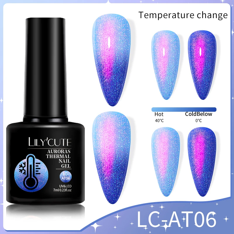 LILYCUTE Thermal Nail Gel Polish 3 Layers Gradient Nude Pink Glitter Temperature Color Changing Semi Permanent Nail Art Varnish - Image 41